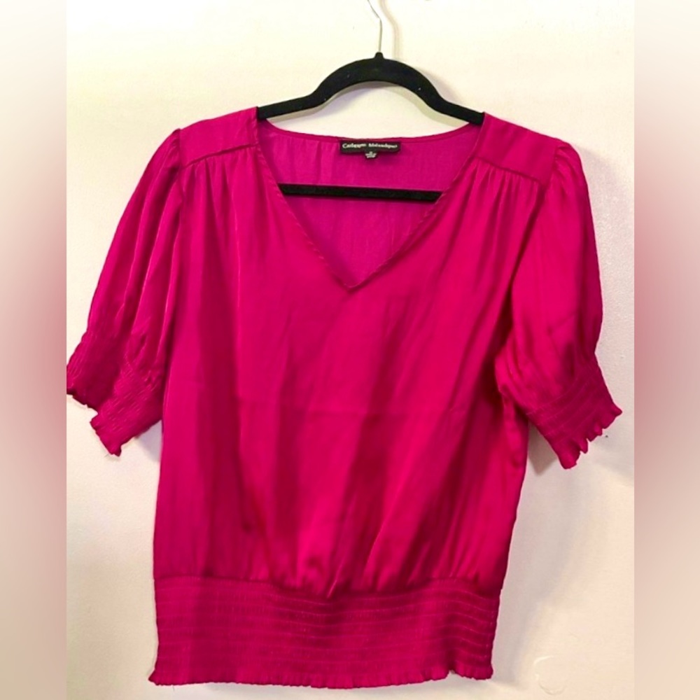 Catherine Malandrino Crimson Ruched Blouse Top Size Medium